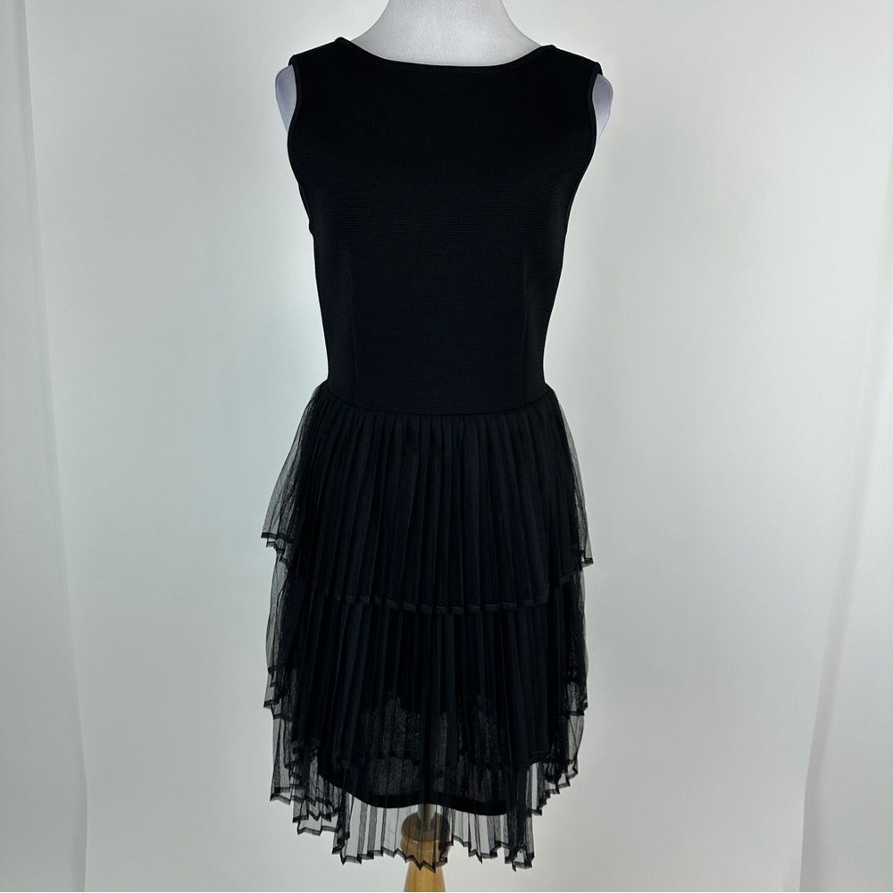 English Factory Black Sleeveless Tulle Layered Skirt Dress Size Small